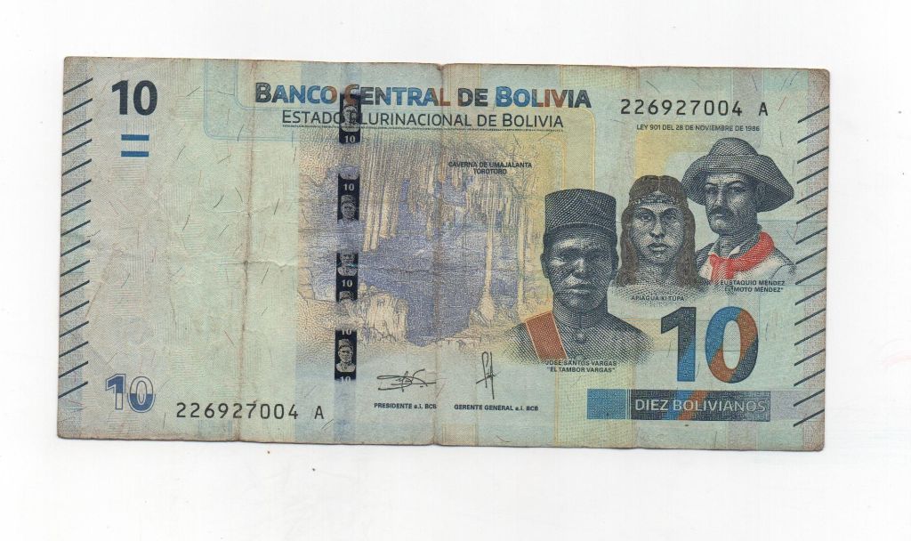 BOLIVIA DEL AÑO 2018 DE 10 BOLIVIANOS